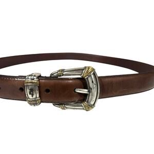 Fossil Vintage Women’s Belt Leather Sz Large Brown Silver & Gold Toned Western